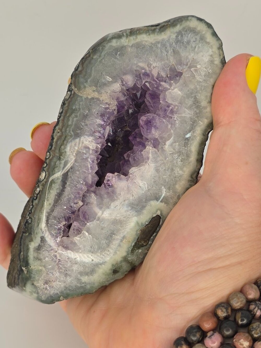 Amethyst Geode | Polished Crystal Geode with Deep Purple Druzy | 5.5"